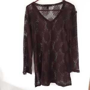 Sonoma Brown Open Work Beach Cover-up Life+style Size M